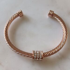 Rose gold and faux diamond bangle bracelet
